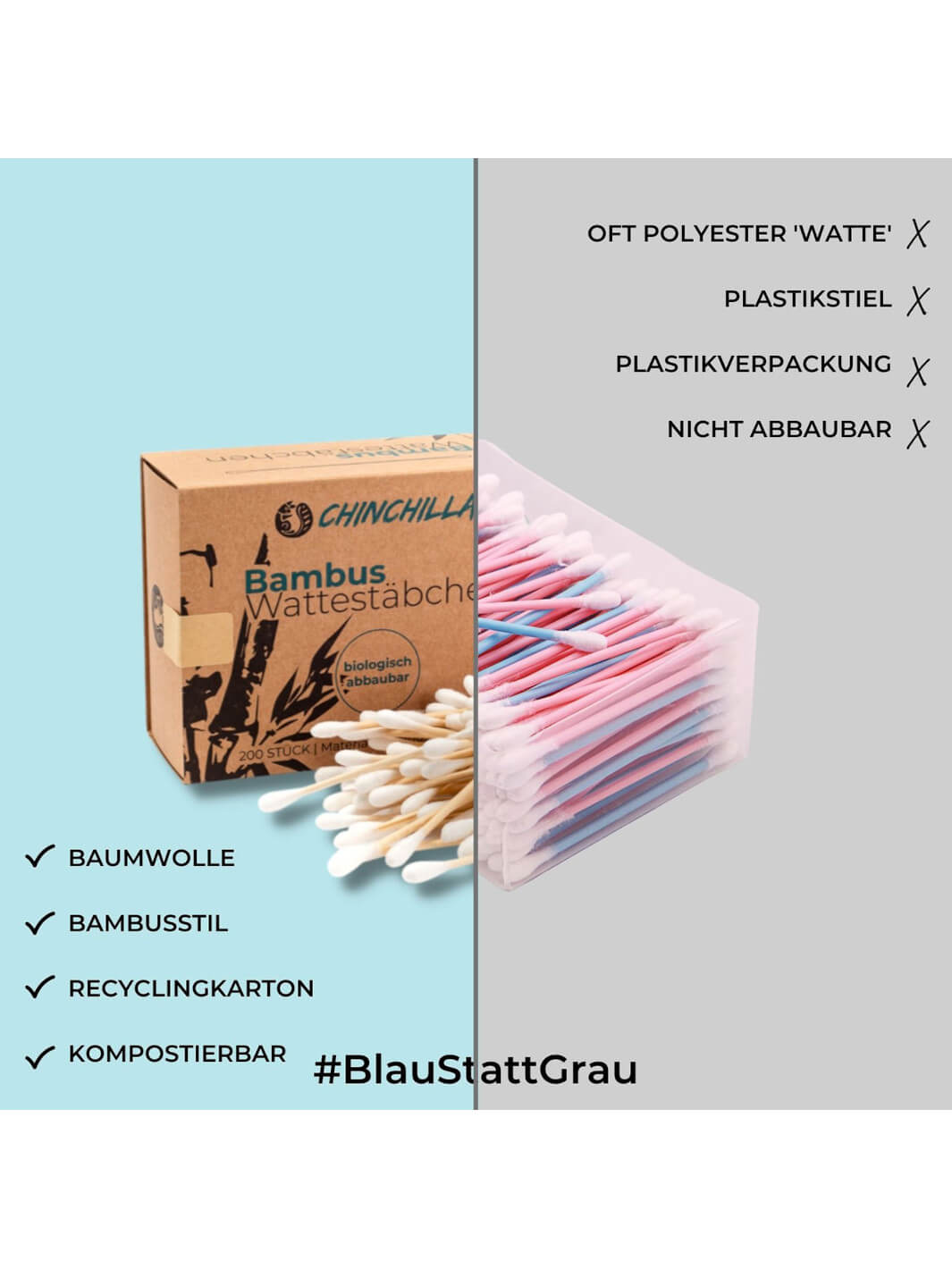 #blaustattgrau Bambus Wattestäbchen